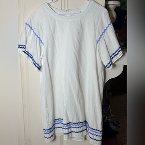 White and Blue Women's Midi Dress